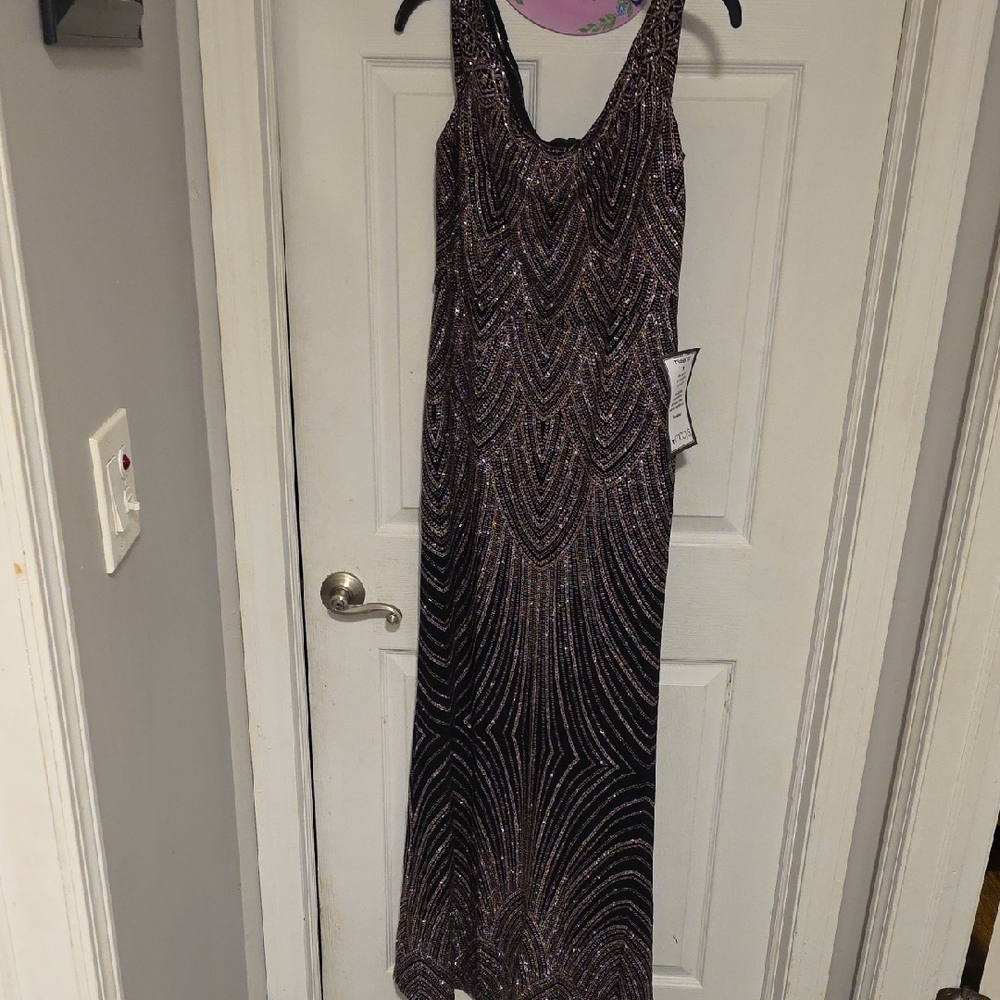 Macy's Black and Gold Maxi Dress